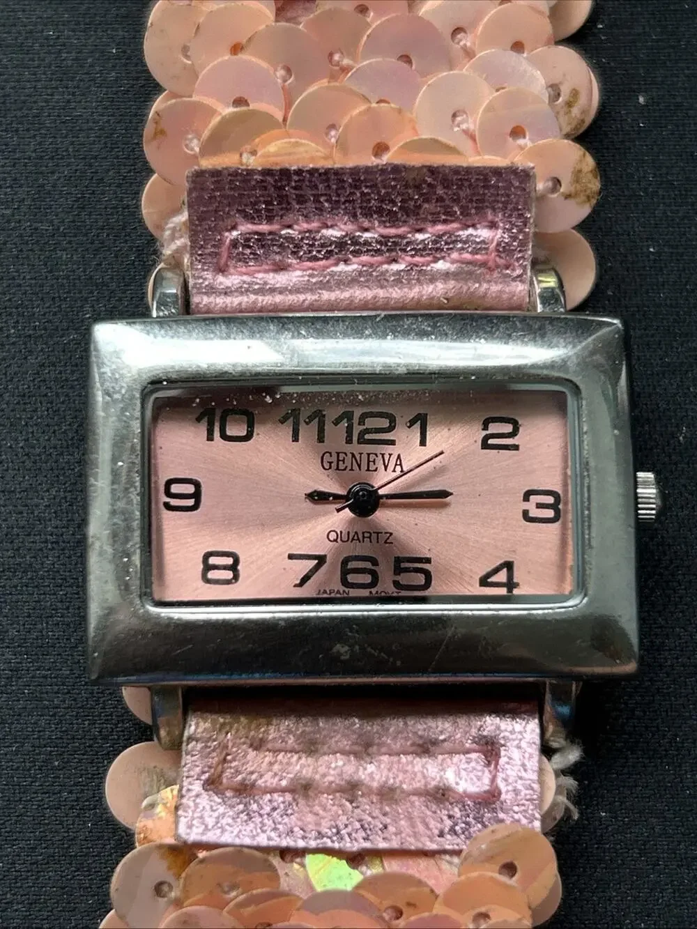 Geneva Silver Tone Pink Band Kids Quartz Watch